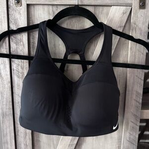 Nike Dri-Fit Black Sports Bra with White Swoosh